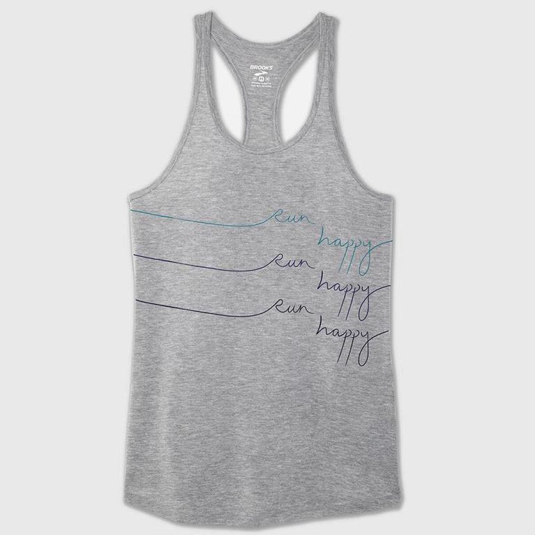 Brooks Distance Graphic NZ - Women's Running Tank Top - Grey (41902-HSZN)